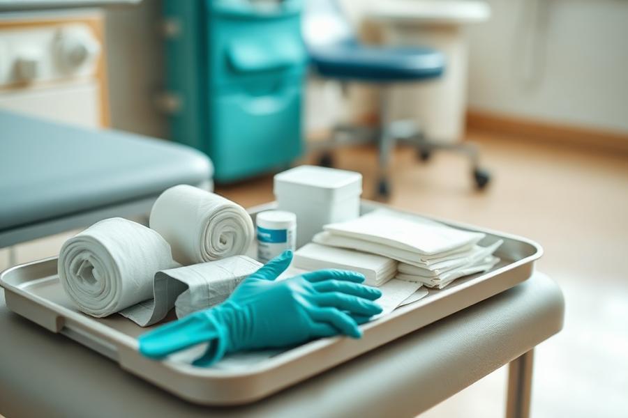 Sterile wound dressing supplies for foot ulcer care